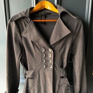 Charcoal grey button front jacket by Grass Collection
